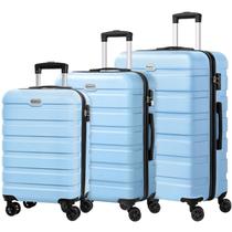 Conjunto de bagagem AnyZip de 3 peças para PC ABS Hardshell, azul leve Conjunto de bagagem AnyZip de 3 peças para PC ABS Hardshell, azul leve