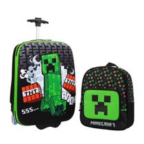 Conjunto de bagagem Bioworld Minecraft Creeper, pacote com 2 unidades e bolsa de 16 polegadas
