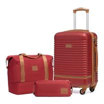 Conjunto de Bagagem Coolife 3 Peças com Rodas - Trava TSA - Vermelho Conjunto de Bagagem Coolife 3 Peças com Rodas - Trava TSA - Vermelho