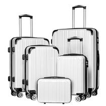 Conjunto de bagagem Coolife expansível de 5 peças para PC+ABS Spinner branco