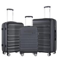 Conjunto de bagagem GOODLUGG com rodas giratórias e fechadura TSA, 3 peças pretas