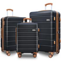 Conjunto de bagagem KEYTANG Explorer de 3 peças Hardside com girador preto