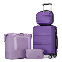Conjunto de bagagem Kono, 4 peças de mão, Hardside, TSA Lock, roxo Conjunto de bagagem Kono, 4 peças de mão, Hardside, TSA Lock, roxo