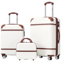 Conjunto de Bagagem Merax 2 Peças com Estojo de Cosméticos Branco Conjunto de Bagagem Merax 2 Peças com Estojo de Cosméticos Branco
