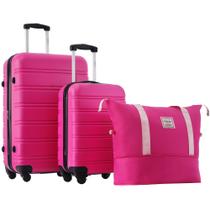 Conjunto de Bagagem Merax 3 Peças (20" e 28") - Mala Rígida Rosa com Rodas Conjunto de Bagagem Merax 3 Peças (20" e 28") - Mala Rígida Rosa com Rodas