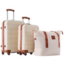 Conjunto de Bagagem Merax 3 Peças (20cm, 24cm) - Mala Rígida Branca/Marrom Conjunto de Bagagem Merax 3 Peças (20cm, 24cm) - Mala Rígida Branca/Marrom