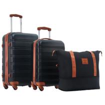 Conjunto de Bagagem Merax 3 Peças - Malas de Bordo Rígidas 20" e 24" (Preto/Marrom)