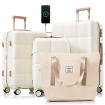 Conjunto de bagagem Merax Hardside Suitcase com fechadura TSA e porta-copos Conjunto de bagagem Merax Hardside Suitcase com fechadura TSA e porta-copos
