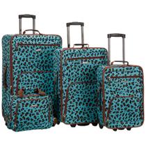 Conjunto de Bagagem Rockland Jungle Softside - 4 Peças - Estampa Leopardo Azul