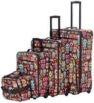 Conjunto de bagagem Rockland Jungle Softside Upright Expansível Owl Conjunto de bagagem Rockland Jungle Softside Upright Expansível Owl