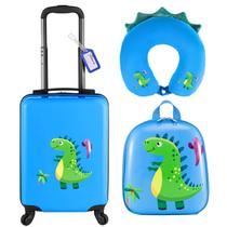 Conjunto de Bagagem Sanwuta Dinossauro 43cm - com Mochila e Travesseiro de Pescoço