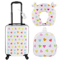 Conjunto de bagagem Sanwuta Heart de 4 peças para meninas de 43 cm com acessórios Conjunto de bagagem Sanwuta Heart de 4 peças para meninas de 43 cm com acessórios