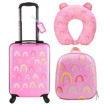 Conjunto de bagagem Sanwuta Rainbow 43 cm com mochila e travesseiro de pescoço Conjunto de bagagem Sanwuta Rainbow 43 cm com mochila e travesseiro de pescoço