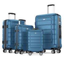 Conjunto de bagagem SHOWKOO expansível PC+ABS com fechadura TSA de 4 peças azul marinho Conjunto de bagagem SHOWKOO expansível PC+ABS com fechadura TSA de 4 peças azul marinho