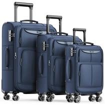 Conjunto de bagagem SHOWKOO Softside expansível leve azul Conjunto de bagagem SHOWKOO Softside expansível leve azul