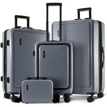 Conjunto de bagagem TRAVELARIM Hard Shell com rodas giratórias, 4 peças, cinza