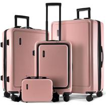 Conjunto de bagagem TRAVELARIM Hard Shell com rodas giratórias, 4 peças rosa Conjunto de bagagem TRAVELARIM Hard Shell com rodas giratórias, 4 peças rosa