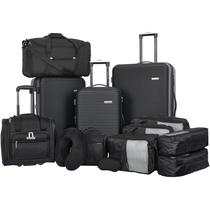 Conjunto de bagagem Travellers Club Riddock, 14 peças, preto com acesso.