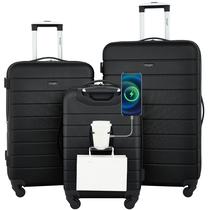 Conjunto de bagagem Wrangler Smart com porta-copos e porta USB de 3 peças Conjunto de bagagem Wrangler Smart com porta-copos e porta USB de 3 peças