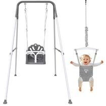 Conjunto de balanço e macacão de bebê Yozoia dobrável para crianças cinza