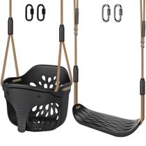 Conjunto de balanço SELEWARE para bebês e crianças preto com cordas ajustáveis