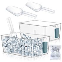 Conjunto de Balde de Gelo e Pá Flexível Havawish para Freezer, Balde Transparente com Alça Retrátil (Azul Escuro, 27,5 x 17,8 x 11 cm, Clássico)