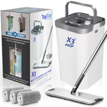 Conjunto de Balde Mop TopTier X3 com 3 Compartimentos e Mop Sem Mãos Conjunto de Balde Mop TopTier X3 com 3 Compartimentos e Mop Sem Mãos