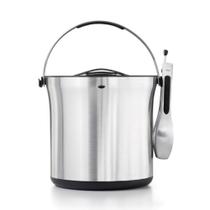 Conjunto de baldes de gelo OXO em aço inoxidável escovado com pinças 4L Conjunto de baldes de gelo OXO em aço inoxidável escovado com pinças 4L