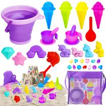 Conjunto de baldes de praia dobráveis Bbiamsleep Purple com 45 unidades Conjunto de baldes de praia dobráveis Bbiamsleep Purple com 45 unidades