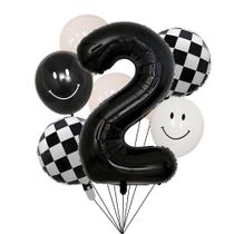 Conjunto de balões 100% LIKED Two Cool 40 Black & White Smiley Face Conjunto de balões 100% LIKED Two Cool 40 Black & White Smiley Face