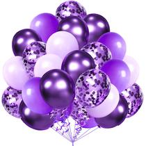 Conjunto de Balões AULE Metálicos Roxo - 60cm e 30cm com Confete Conjunto de Balões AULE Metálicos Roxo - 60cm e 30cm com Confete