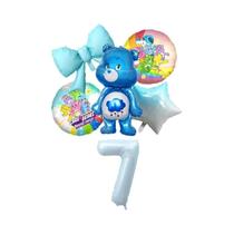 Conjunto De Balões Carebears Rosa E Azul Com Números De Alumínio De 40 Polegadas (1-9) Para