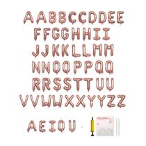 Conjunto de balões com letras alfabéticas Jolixiraz 58 unidades em ouro rosa Conjunto de balões com letras alfabéticas Jolixiraz 58 unidades em ouro rosa