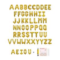 Conjunto de balões com letras alfabéticas Jolixiraz 58 unidades para festas douradas Conjunto de balões com letras alfabéticas Jolixiraz 58 unidades para festas douradas
