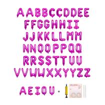 Conjunto de balões com letras alfabéticas Jolixiraz 58 unidades rosa choque Conjunto de balões com letras alfabéticas Jolixiraz 58 unidades rosa choque