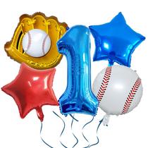 Conjunto de balões com tema de beisebol, 5 peças com número 1 para aniversário de menino