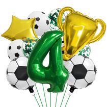 Conjunto de balões com tema de futebol, 11 unidades Balão número 4, troféu Conjunto de balões com tema de futebol, 11 unidades Balão número 4, troféu