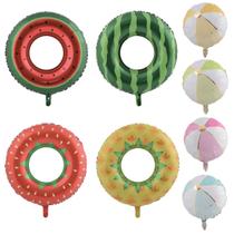 Conjunto de balões de alumínio flutuante para piscina, 8 unidades de melancia de verão e abacaxi