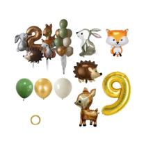 Conjunto De Balões De Animais Da Floresta Para Decorações De Aniversário De Meninos, Balão De Número Conjunto De Balões De Animais Da Floresta Para Decorações De Aniversário De Meninos, Balão De Número