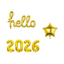 Conjunto De Balões De Ano Novo 2026 7 Peças Balões De Alumínio Hello 2026 Com Balão De Número Conjunto De Balões De Ano Novo 2026 7 Peças Balões De Alumínio Hello 2026 Com Balão De Número