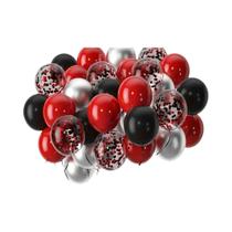 Conjunto De Balões De Confete Coloridos Vermelhos E Pretos 32 Peças Para Casamento, Aniversário, Dia Conjunto De Balões De Confete Coloridos Vermelhos E Pretos 32 Peças Para Casamento, Aniversário, Dia