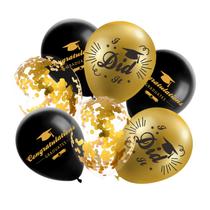 Conjunto de balões de festa de formatura, confetes de ouro preto de 12 polegadas