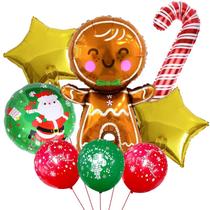 Conjunto de balões de festa de Natal Santa Gingerbread Man 8 unidades