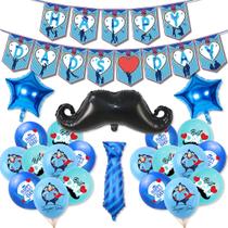 Conjunto de balões de festa para o Dia dos Pais, papel alumínio azul e preto, 25 unidades