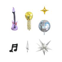 Conjunto De Balões De Festa Roxos Para Guitarra 24 Peças: Balões De Microfone De Música Pop, Bola De