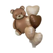 Conjunto De Balões De Foil Retro Em Forma De Urso De Pelúcia Fosco 6 Peças Decoração De Aniversário