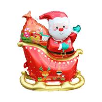 Conjunto De Balões De Folha Dourados 3D Com Rena De Natal E Trenó Do Papai Noel Para Decorações De Conjunto De Balões De Folha Dourados 3D Com Rena De Natal E Trenó Do Papai Noel Para Decorações De