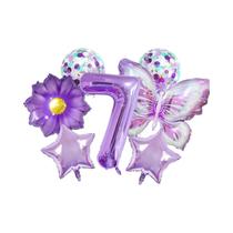 Conjunto De Balões De Folha Em Forma De Borboleta Roxa, Girassol E Estrela, 9 Peças, Decoração