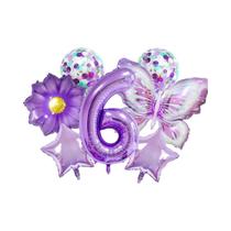 Conjunto De Balões De Folha Em Forma De Borboleta Roxa, Girassol E Estrela 9PCS Decoração De Festa