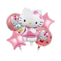 Conjunto De Balões De Folha Rosa Hello Kitty Para Decorações De Aniversário Infantil, Chá De Bebê,